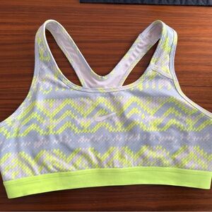Nike Women's Dri-Fit Sports Bra - Lime and Gray